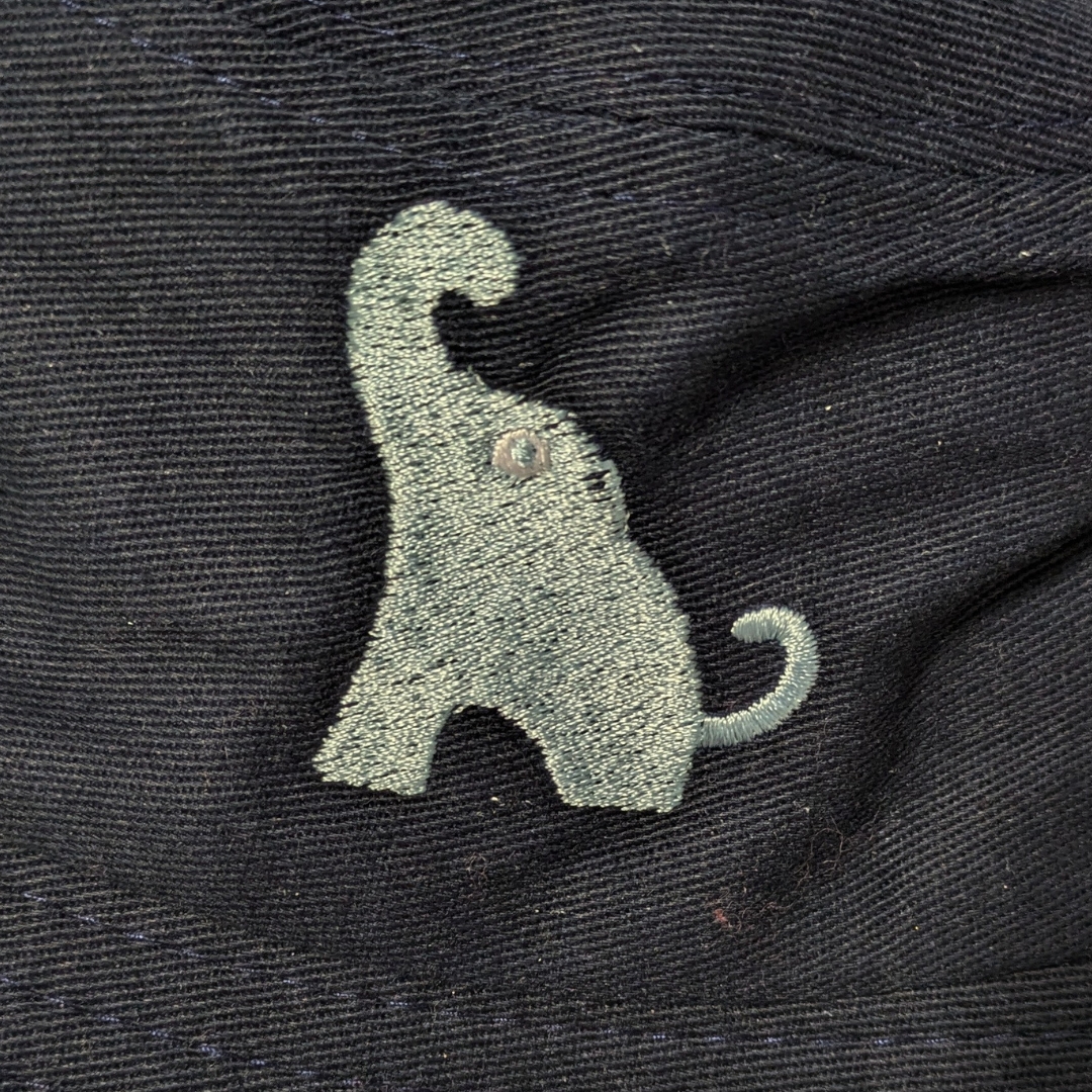 navy bucket hat closeup