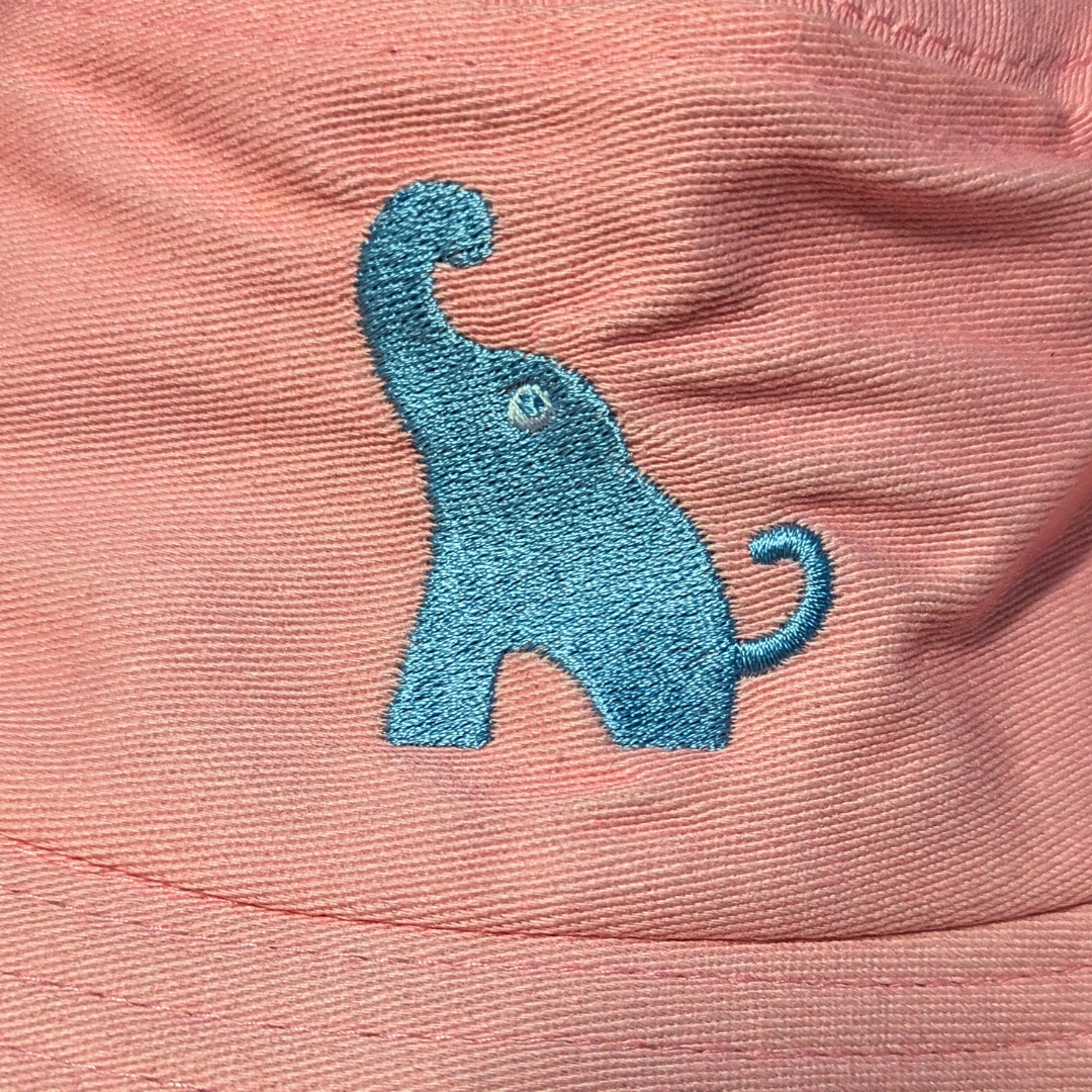 pink bucket hat close up elephant