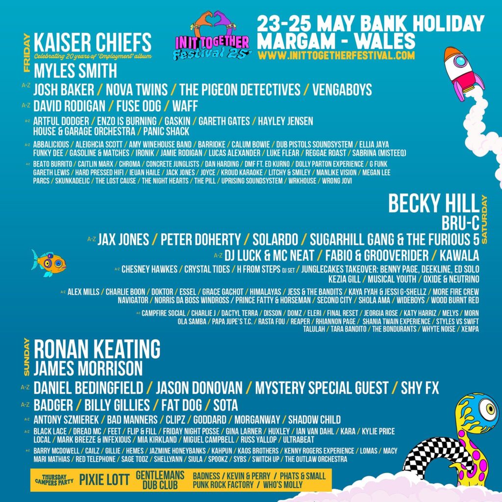 in it together festival line up day splits