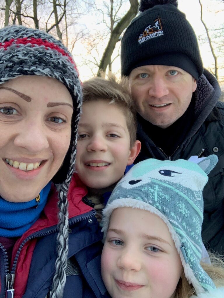 Luca Cella Walker with his family